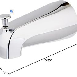  5 Inch Zinc Bath Tub Diverter Spout, 1/2 Inch IPS Pipe, Chrome, 15083