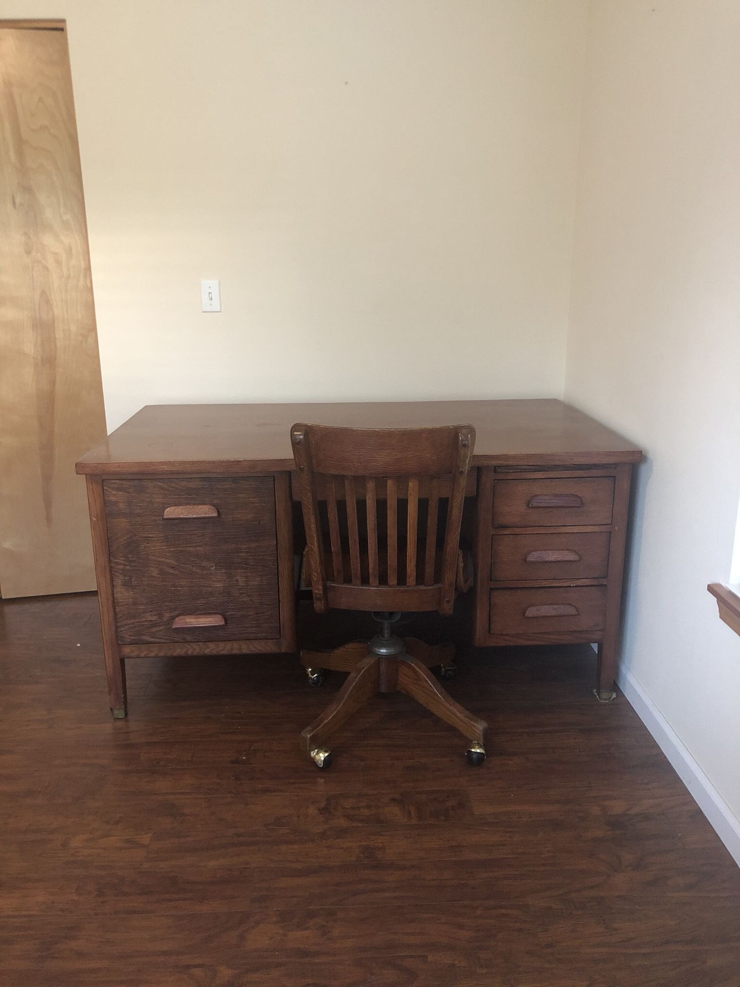 Solid wood secretary desk & chair