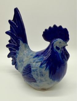Eldreth Rooster Blue/Gray Salt Glazed Stoneware Figurine