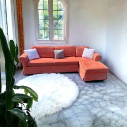 Peach colored Italian sleeper sectional