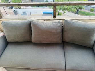 Green Fabric 3-Seat Sofa with Cushions