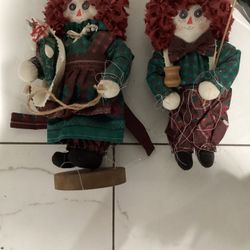 Raggedy Ann and Andy Cloth Dolls Vintage