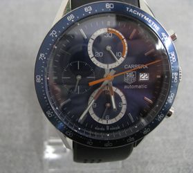 Tag Heuer Carrera CV2015 41mm Blue Dial Rubber Men's Wrist Watch