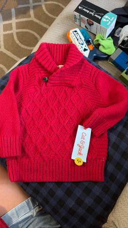 Cat & Jack Kids Red Cable Knit Sweater