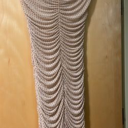 High Neck Nude Sequin Short Dress