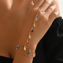 Copper Material Finger ChainTassel Hand Chain, Charming Jewelry Bracelet For Women, Suitable For Daily Wear