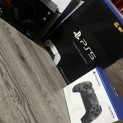 ps5 with astro headphones and a camouflage controller