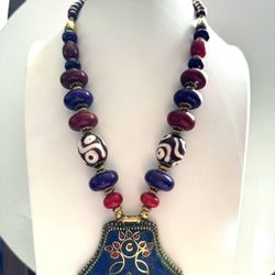 Vintage and beautiful Tibetan tribal theme handmade necklace 19”inch long