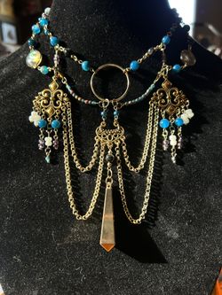 Handmade Blue and Gold Layered Necklace