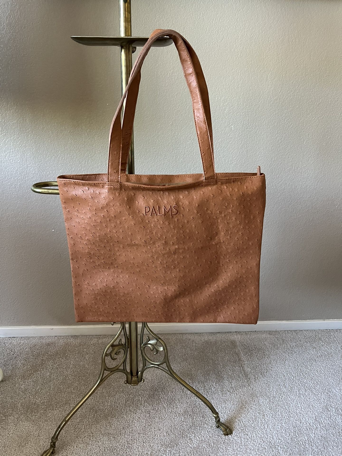 NEW Roberto Amee Tan Ostrich Tote