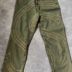 Supreme S Logo Denim Pants Dirty Green 