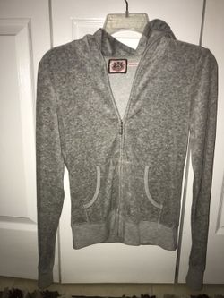 Women’s Juicy Couture embellished grey zip hoodie jacket sz Medium