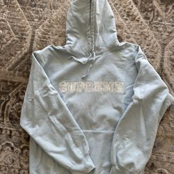 Supreme light blue lace Logo Hoodie 