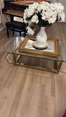 Mastercraft cocktail table glass and brass