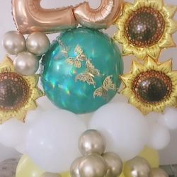 Sunflowers And Butterfly Balloon Bouquet