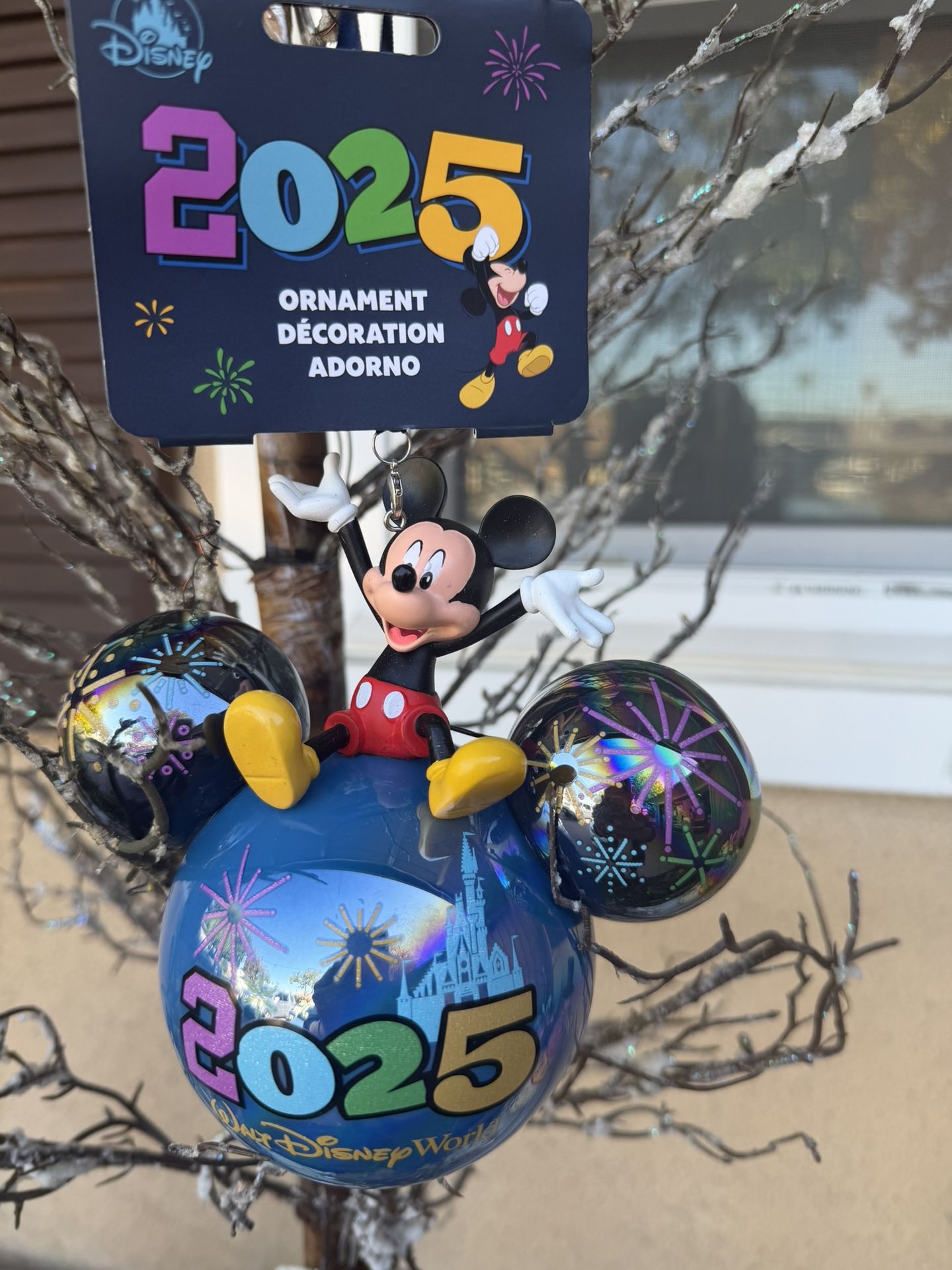 2025 Walt Disney World Parks Mickey Mouse Icon Glass Ball Ear Ornament NEW