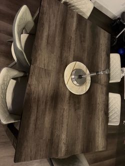 Dark Wood Dining Table with 6 Chairs