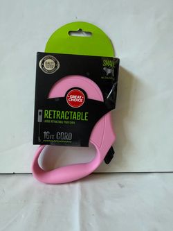 NEW Pink Great Choice 16 Ft Retractable Dog Leash - Size Small To 33 Lbs.