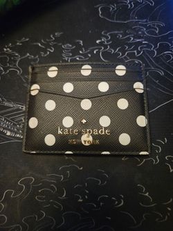 Kate Spade Polka Dot Slim Card Holder Wallet Black White Multiple Slots