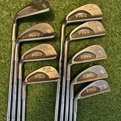 Lefty Ping  Stiff Vintage 1969 Karsten 2 set Matching Numbers 3i-SW 9 clubs total