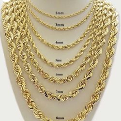 Custom-made rope gold chain in any size and weight. 