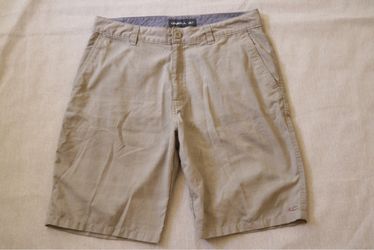O'Neill Men's Size 32 Khaki Tan Plaid Flat Front Casual Chino Shorts 9" Inseam