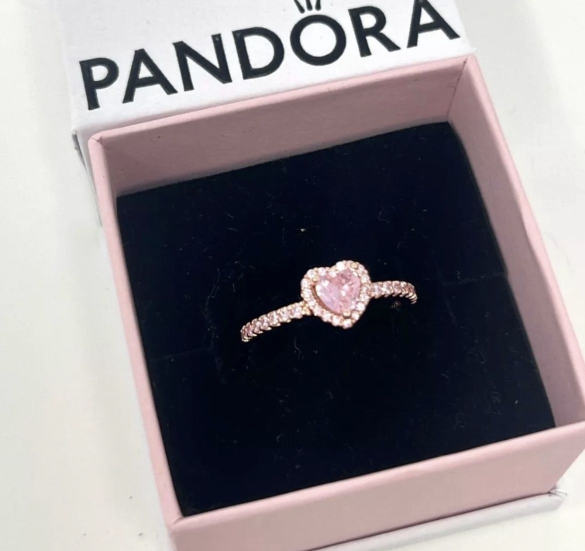 Pandora Pink Sparkling Elevated Heart Ring Size