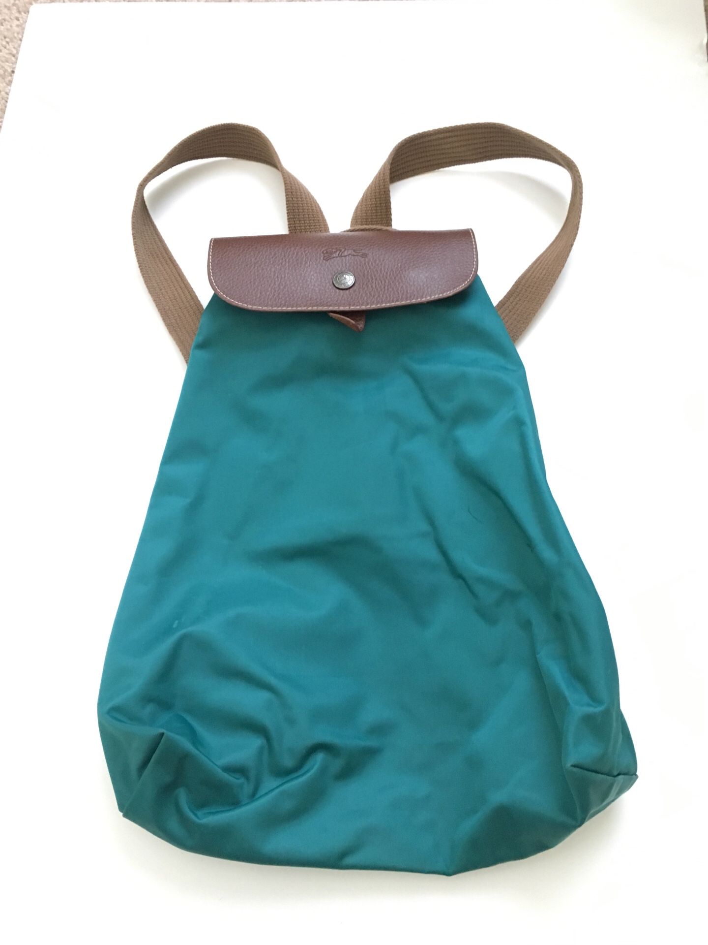 Longchamp purse, turquoise, backpack style