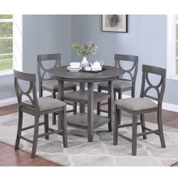 Grey 5 Piece Dining Set Counter Height Brand New In Box Firm Price $299 Comedor 5 Piezas