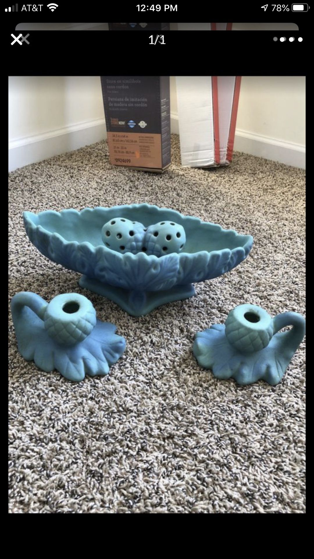 Vanbriggle acorn bowl with candle holders