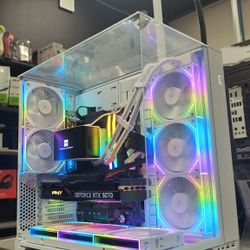 Gaming PC Desktop With LCD AIO Cooler RTX AMD 