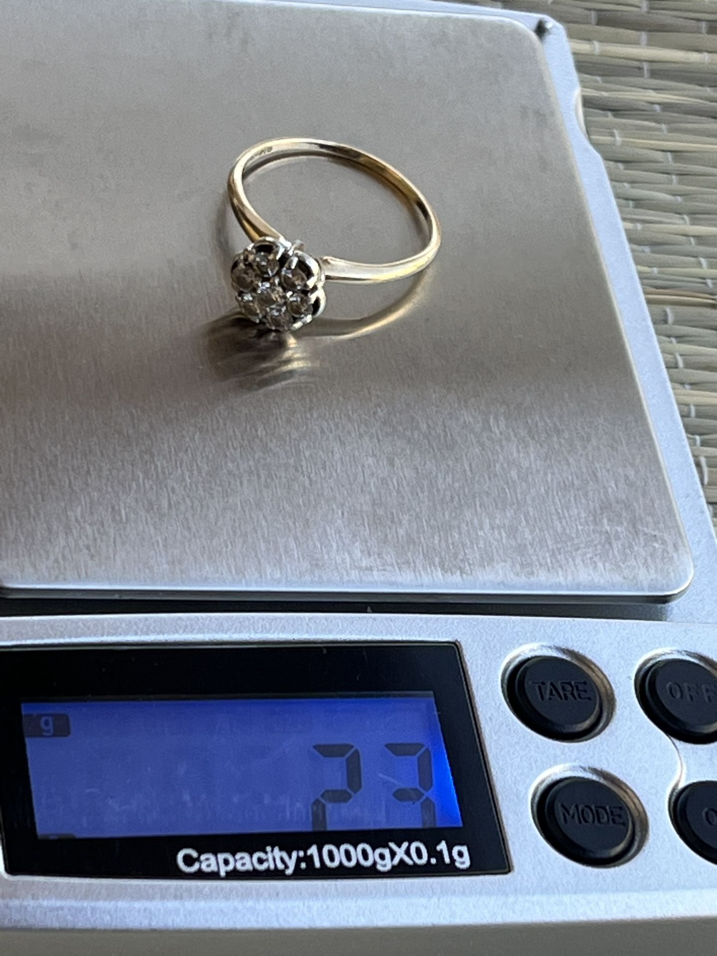 Vintage 14k Real Gold Flower Top Ring Cttw Diamond Ring Size 1/4