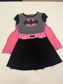 Batman Girls Black, Gray & Pink Batgirl Costume Dress with Velcro Cape Size XS