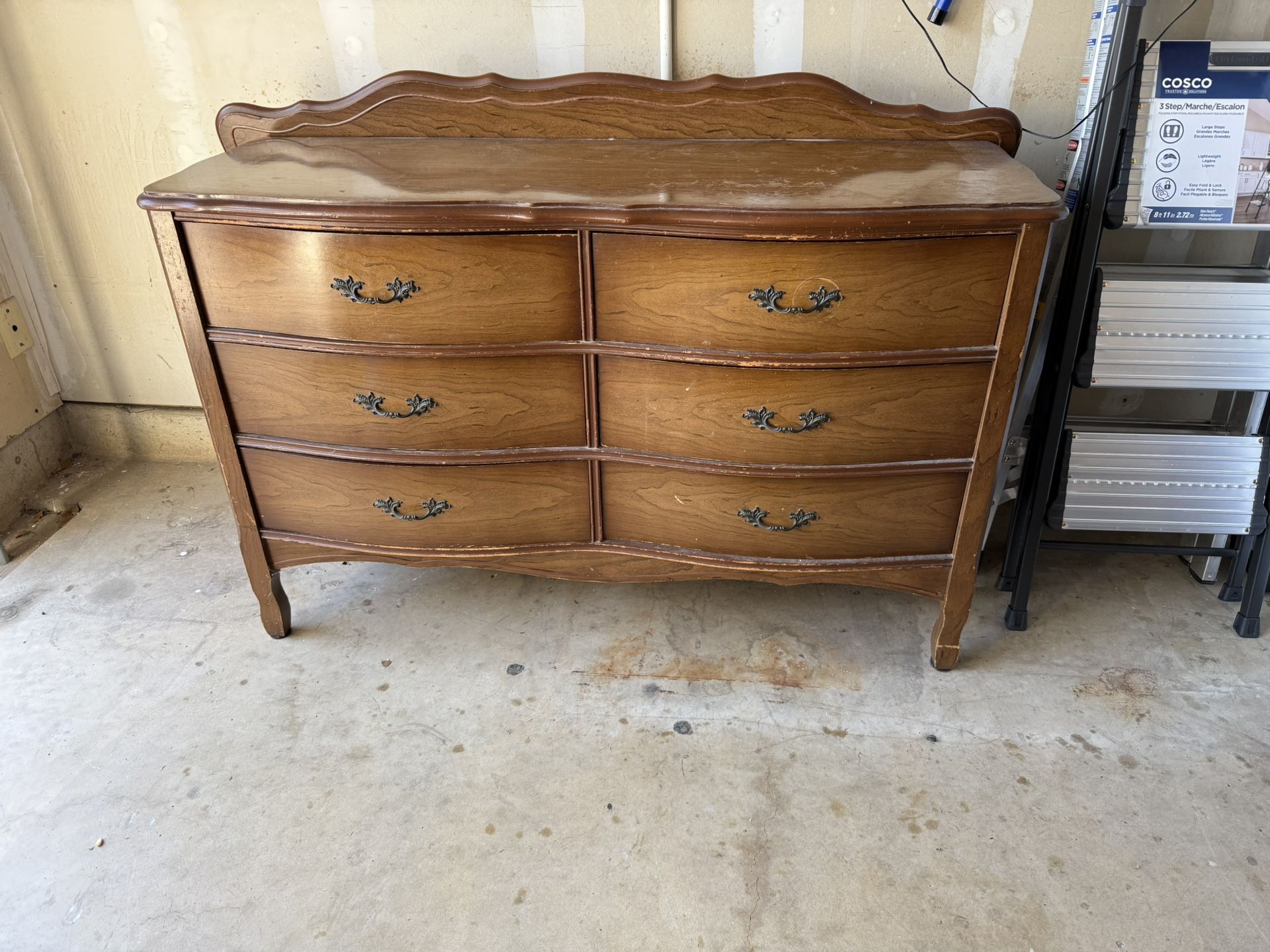 Antique Dresser w/Mirror & Full Headboard
