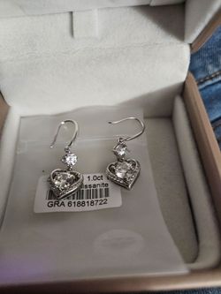 HEART EARRINGS ENGRAVED I LOVE YOU MOISSANITE EARRINGS