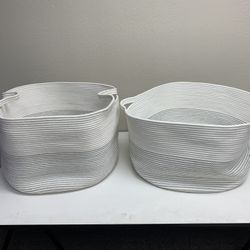 Set of 2 Cotton Rope Basket with Handle Like New 