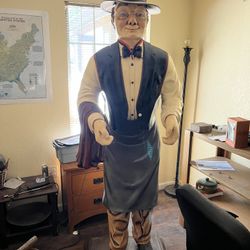 Waiter Holding Tray Statue