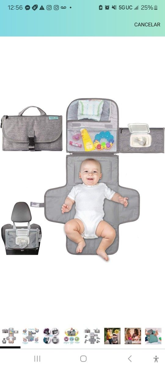 Portable Diaper Changing Pad, Portable Changing pad for Newborn Girl & Boy - Baby Changing Pad with Smart Wipes Pocket – Waterproof Travel Changing Ki