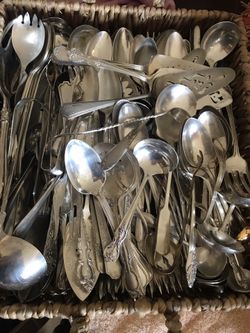 Silverware/flatware ..Assorted vintage silver plated serving pieces