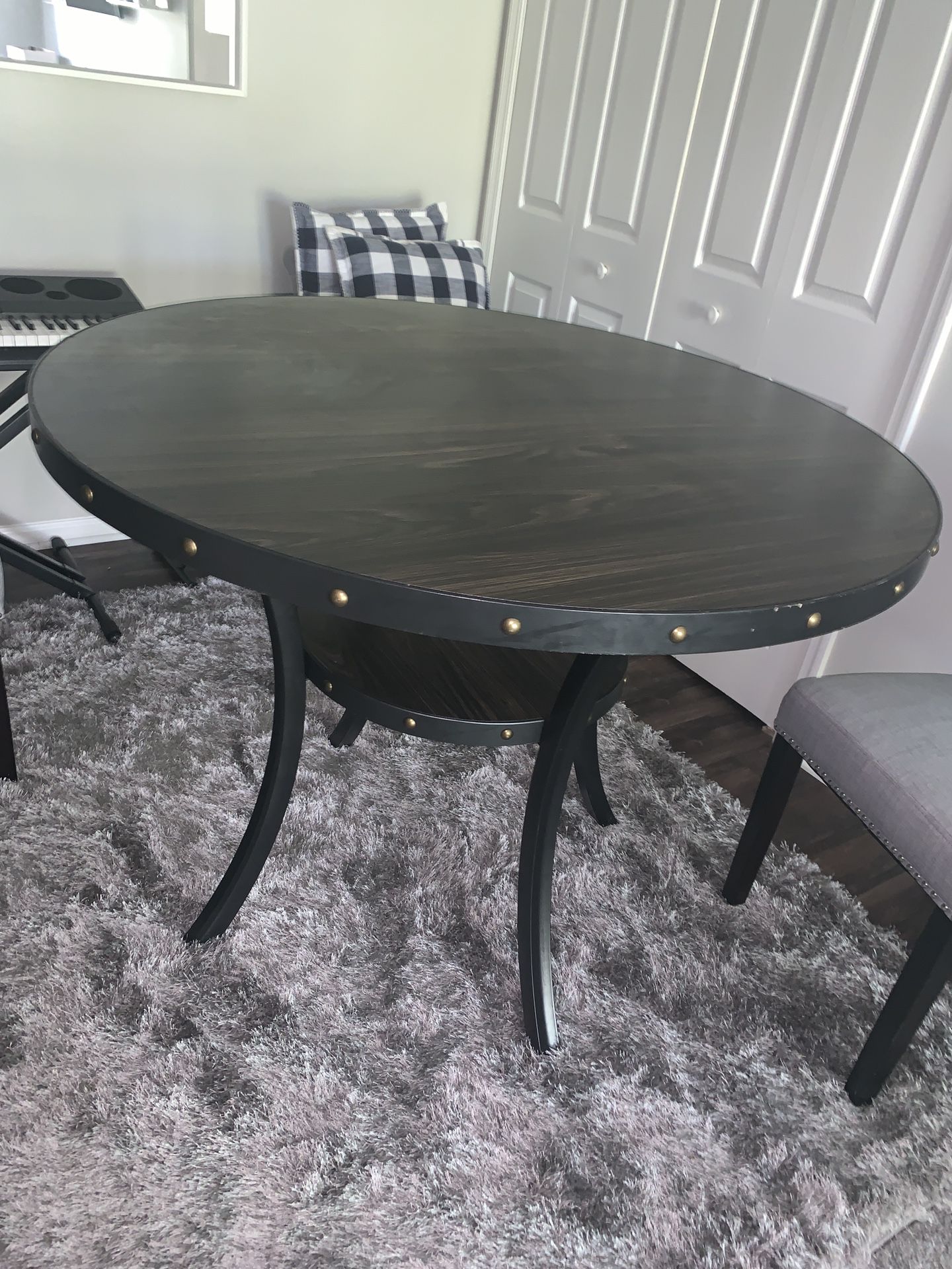 CROOKE ROUND WOOD COUNTER HEIGHT DINNING TABLE