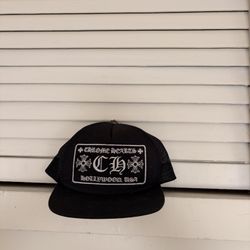 Black Chrome Hearts HollyWood USA Adjustable Trucker Hat