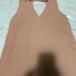 Choker neckline, V-neck peach blouse