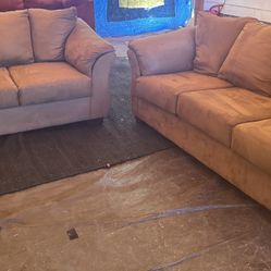 Ashley furniture, brown couch and loveseat good condition clean we sell all the time delivery $40 local