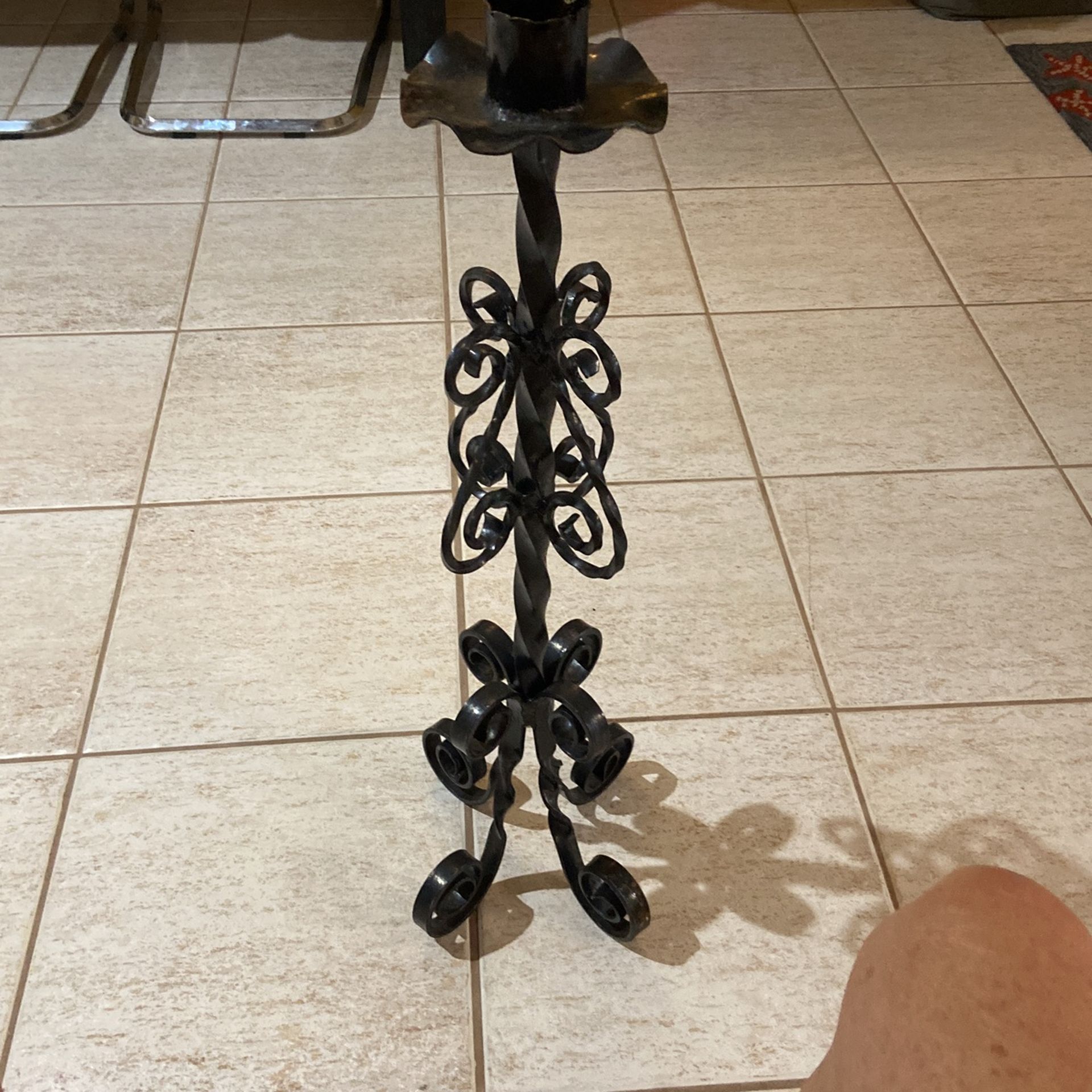 Wrough iron candlestick antique