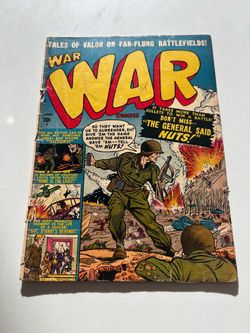 Vtg War #4 Atlas Comic Book 1951 Tales of Valor on Far-Flung Battlefields!1.5 Fair. Barely Attached, Complete, Very Low Condition but a classic War Bo