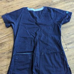 XS Navy Blue Women's Scrub Top