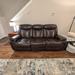 Like New Power Reclining Sofa (Chocolate Brown) - 85" Wide - No Wear