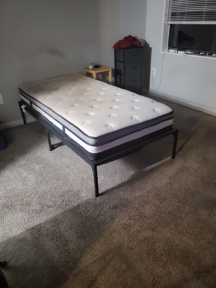 Twin Extra Long Bed Frame and Mattress