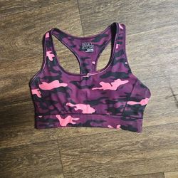 Pink Burgundy & Black Camoflague Sports Bra Plus Size XL 16-18 