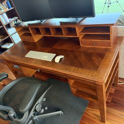 Great Home Office Desk/Files/Bookshelves/VariDesk - Classic Contemporary Wood Full Setup Furniture 